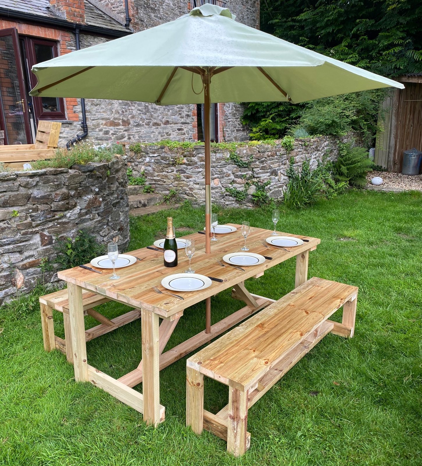 6 Seater Table & Benches — handmade timber