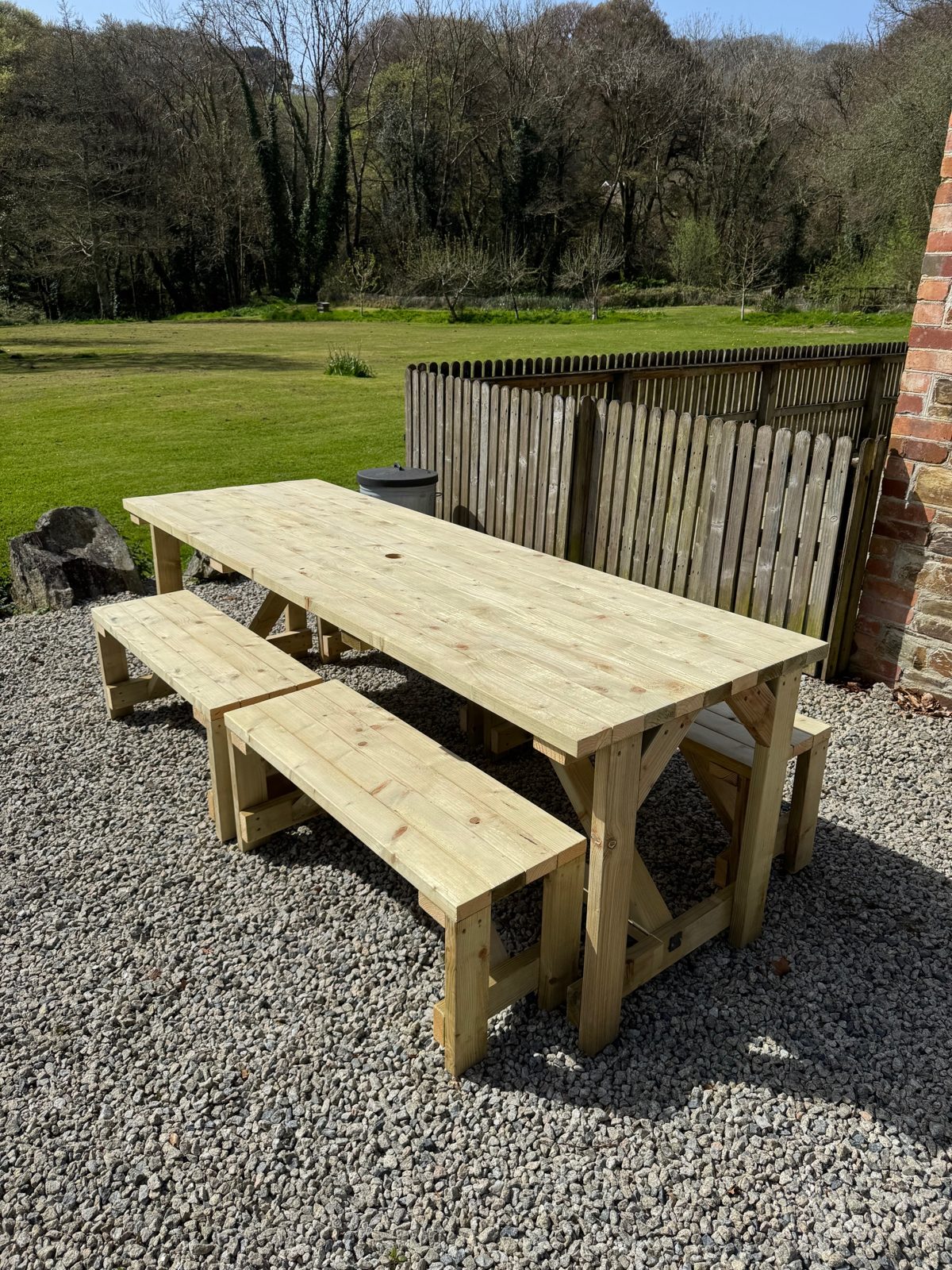 8 Person Table & Benches — handmade timber