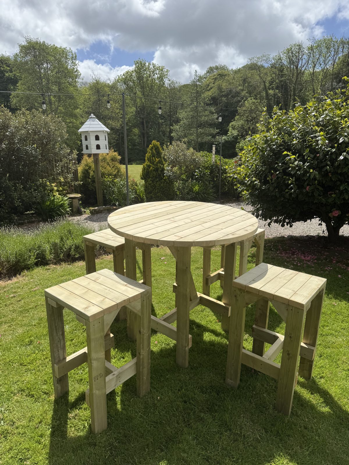 Bar Table & 4 Stools — handmade timber
