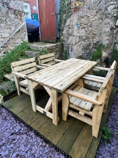 Garden Table & 4 Chairs — handmade timber
